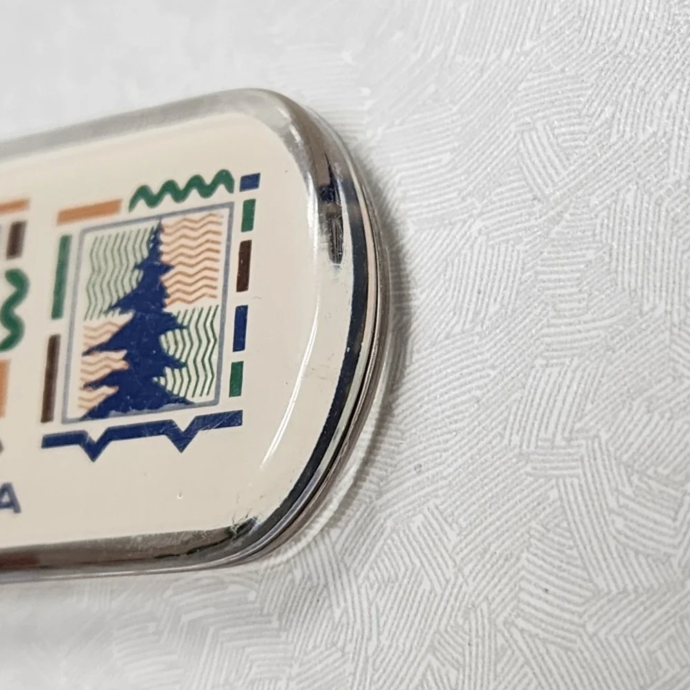 Vintage Alaska USA Vacation Tree Bear State Lucite Keychain Key Ring Collectible
